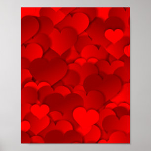 Red Hearts Texture Poster