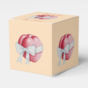 red hearts tied with white bow ribbon wedding favour box