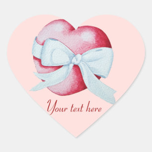 red hearts tied with white ribbon bow romantic heart sticker