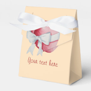 red hearts tied with white ribbon bow wedding favour box