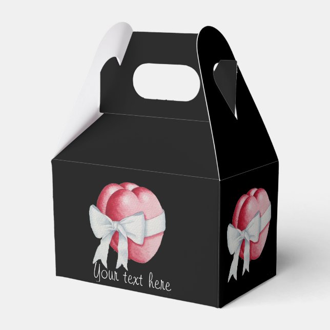 red hearts tied with white ribbon for weddings favour box (Front Side)