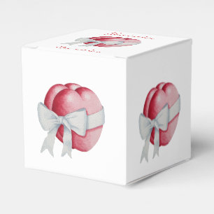 red hearts tied with white ribbon for weddings favour box