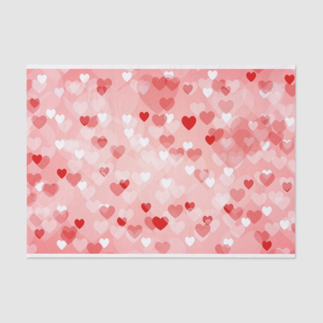 Red hearts tissue gift wrapping tissue paper (Front)