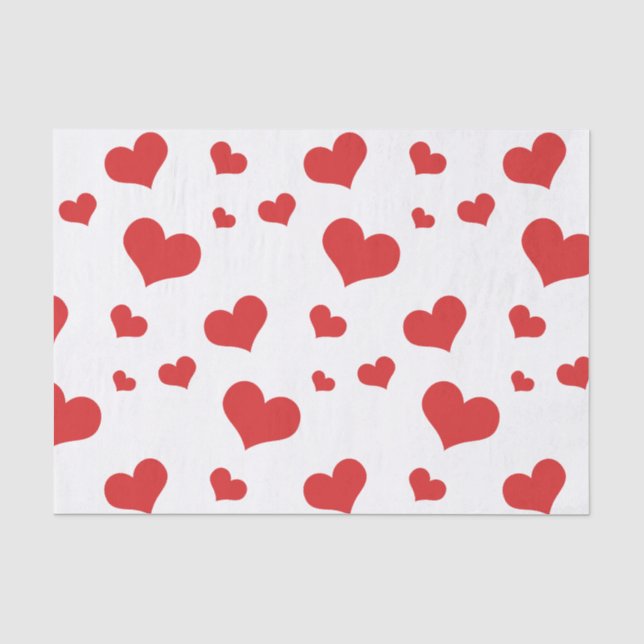 Red hearts tissue paper (Front)