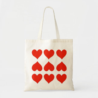 Red hearts tote bag