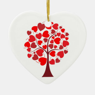 Red Hearts Tree Valentine Ceramic Tree Decoration