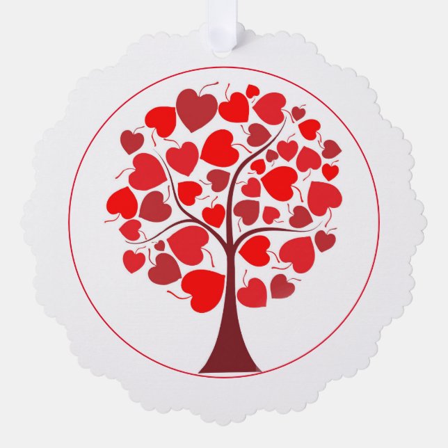 Red Hearts Tree Valentine Decoration Card (Front)