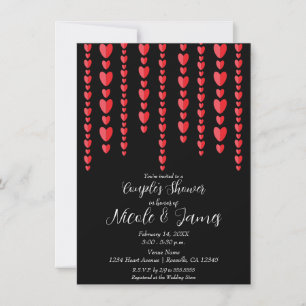 Red Hearts Valentine Couple's Wedding Shower Invitation