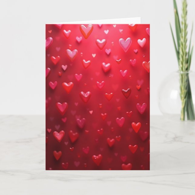 Red Hearts Valentines Card (Front)