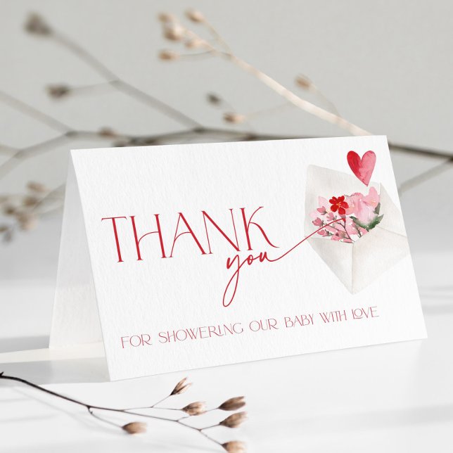 Red Hearts Valentines Day Baby Shower Thank You Card (Creator Uploaded)