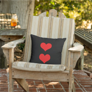 Red Hearts Valentine's Day Black Custom Color Gift Cushion