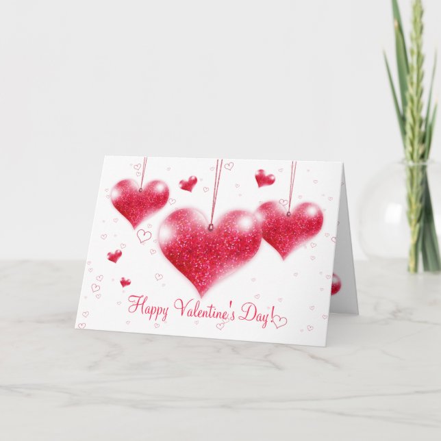 Red Hearts Valentine's Day Greeting Card (Front)