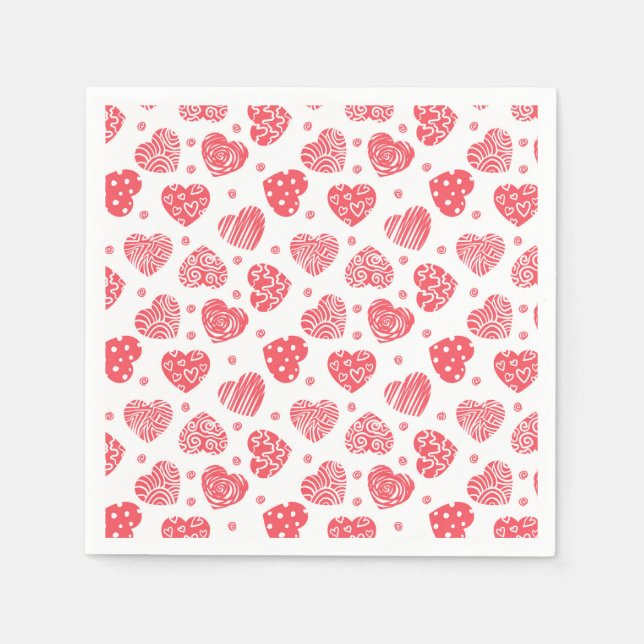 Red Hearts Valentine's day Love Napkin (Front)
