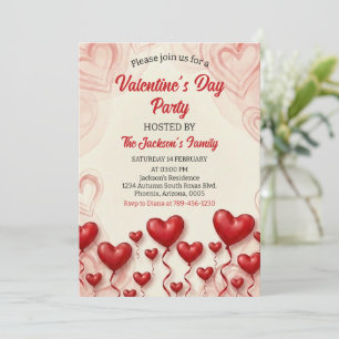 Red Hearts Valentine's Day Party Invitation