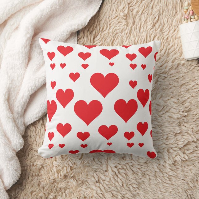 Red Hearts Valentines Day Pattern Cushion (Blanket)