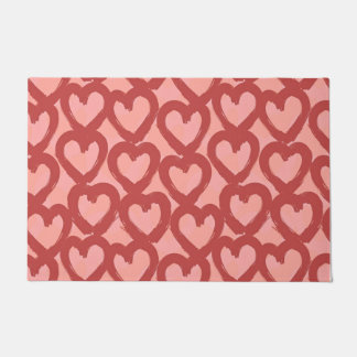 Red hearts valentines day pattern doormat