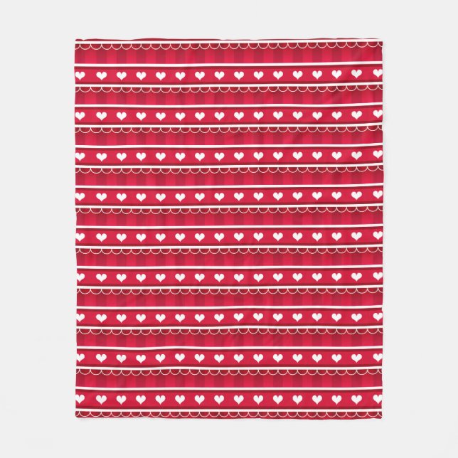 Red Hearts Valentine's Day Pattern Fleece Blanket (Front)