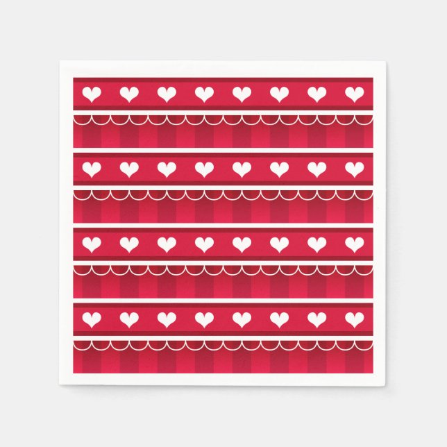 Red Hearts Valentine's Day Pattern Napkin (Front)