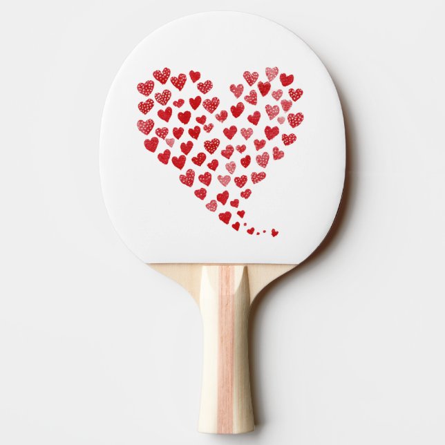 Red Hearts Valentine's Day Ping Pong Paddle (Back)