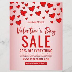 Red Hearts Valentine's Day Retail Sale Pink Flyer