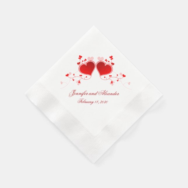 Red Hearts Valentines Day Wedding   Napkin (Corner)