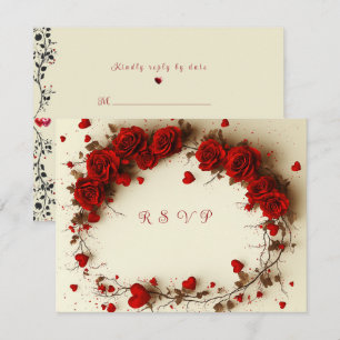 Red Hearts Valentine's Day Wedding RSVP Card