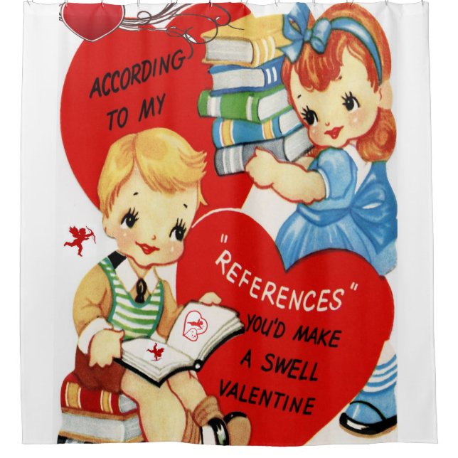 red hearts vintage red white showercurtain shower curtain (Front)