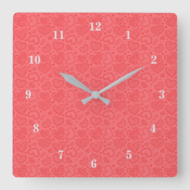 Red Hearts Wall Clock (Front)