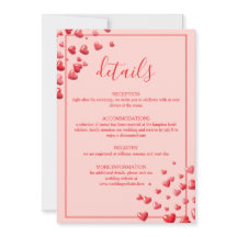 Red Hearts Wedding Details Card