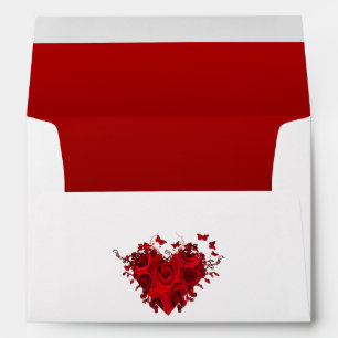 Red Hearts Wedding Envelopes