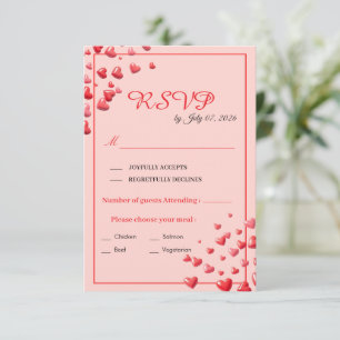 Red Hearts Wedding RSVP Card
