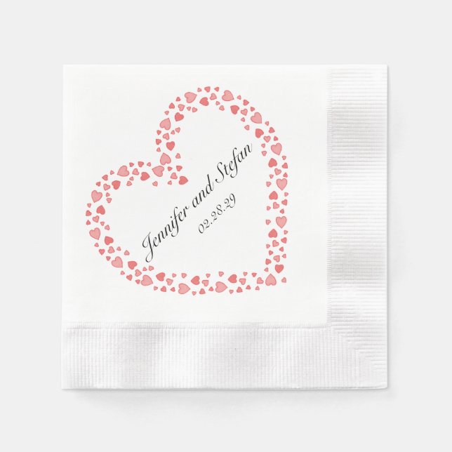Red Hearts Wedding Valentine's Day Napkins (Front)