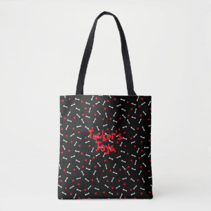 Red Hearts White Bones Tote Bag