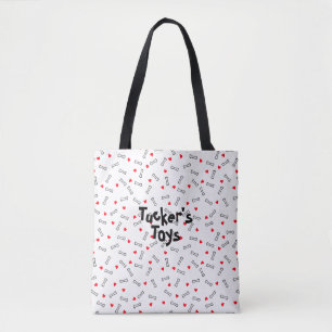 Red Hearts White Bones Tote Bag