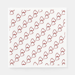 Red Hearts/White Standard Luncheon Napkin