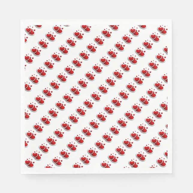Red Hearts/White Standard Luncheon Napkin (Front)