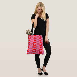 Red Hearts With Custom Coloured Background Tote Bag