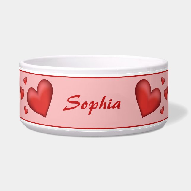 Red Hearts With Custom Pet Name (Front)