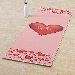 Red Hearts With Custom Text Yoga Mat
