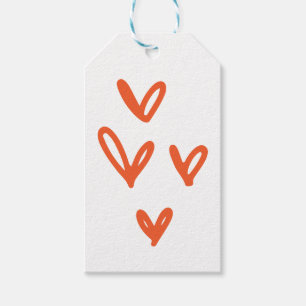 Red Hearts With Love Cute Hand Drawn Gift Tags