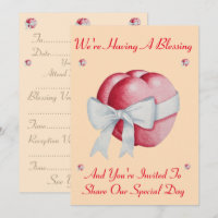 red hearts with white bow for wedding blessing