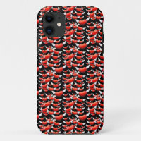 Red Hearts with Wings on Black