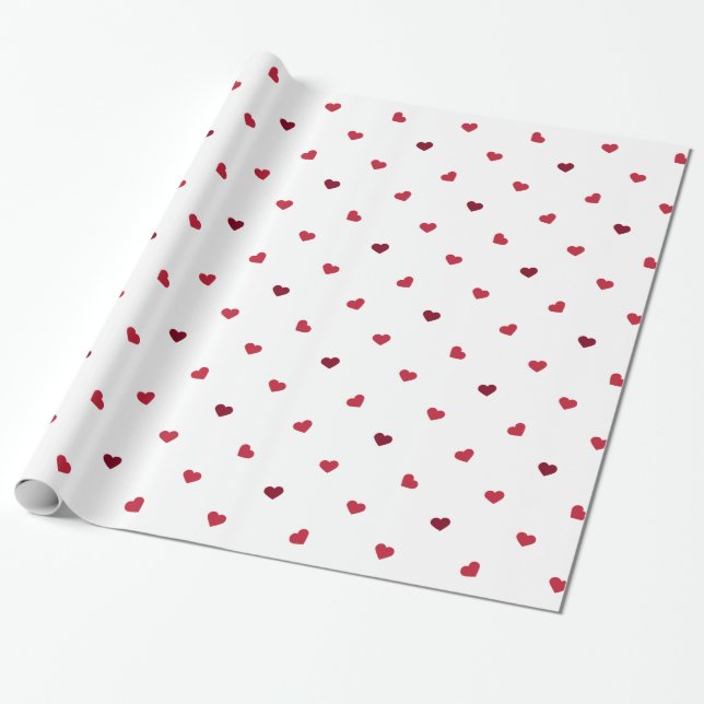 Red Hearts Wrapping Paper (Unrolled)
