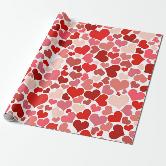 Red hearts wrapping paper (Unrolled)