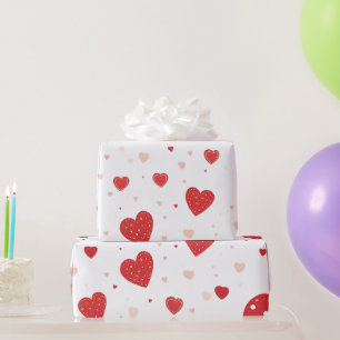 Red hearts wrapping paper
