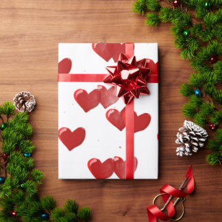 Red Hearts Wrapping Paper
