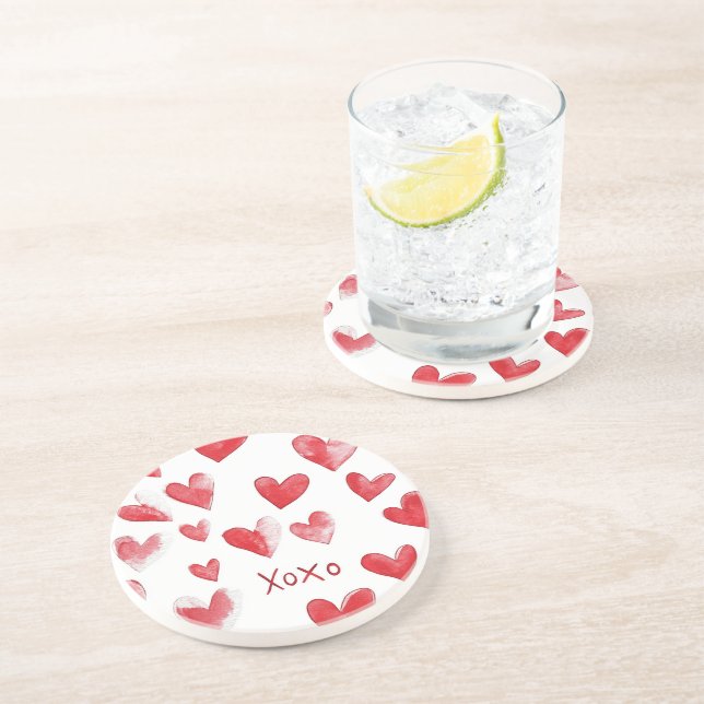 Red Hearts XOXO Love Coaster (Side)