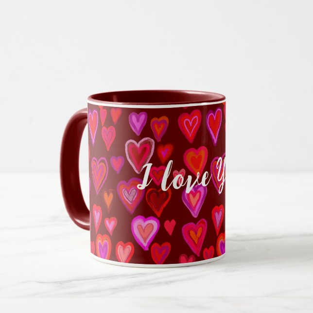 Red hearty design mug (Front Left)
