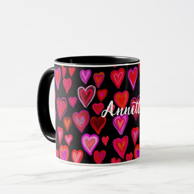 Red hearty design mug (Front Left)