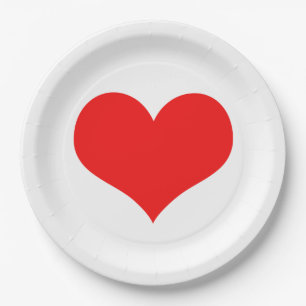 Red Heat Cute Weddings Birthdays Baby Shower White Paper Plate